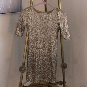 Gold sequined mini dress
